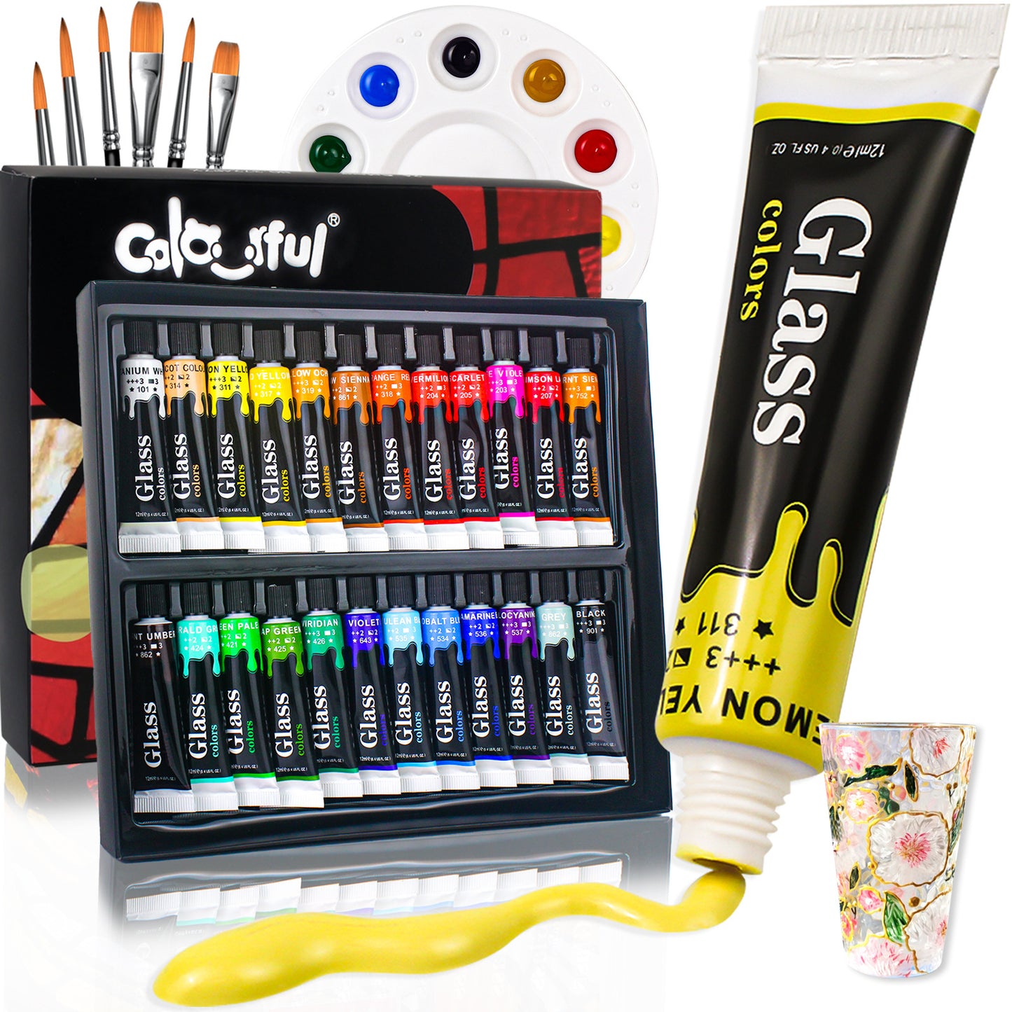 Cailefu Professional Glass & Textile Paint Sets (Ages 7–8+)