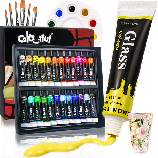 Cailefu Professional Glass & Textile Paint Sets (Ages 7–8+)