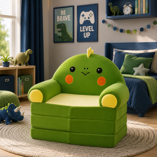 2-in-1 Foldable Kids Sofa Bed – Cartoon Plush Lounge Chair for Toddlers & Kids