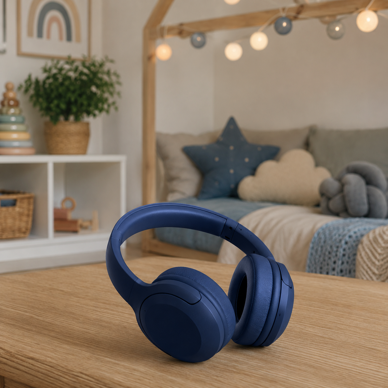 P3965 Bluetooth 5.3 ANC Wireless Over-Ear Headphones Foldable Noise Cancelling Blue