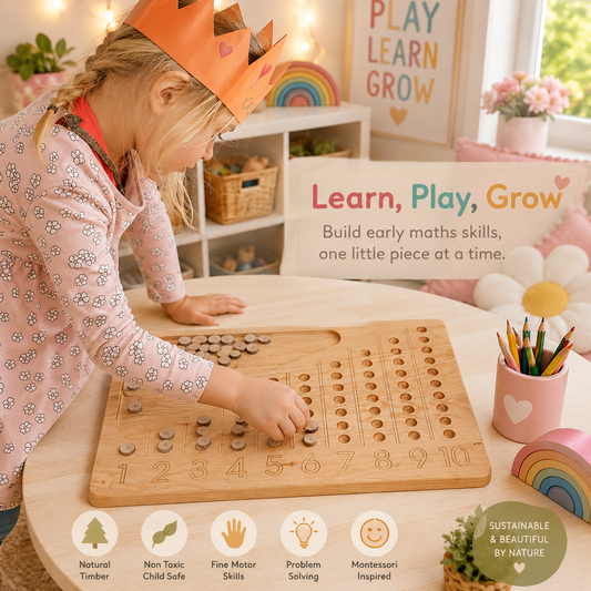 Montessori Wooden Log Counting Board Learning Set