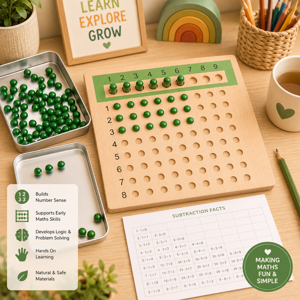 Montessori Math Learning Blocks Educational Set
