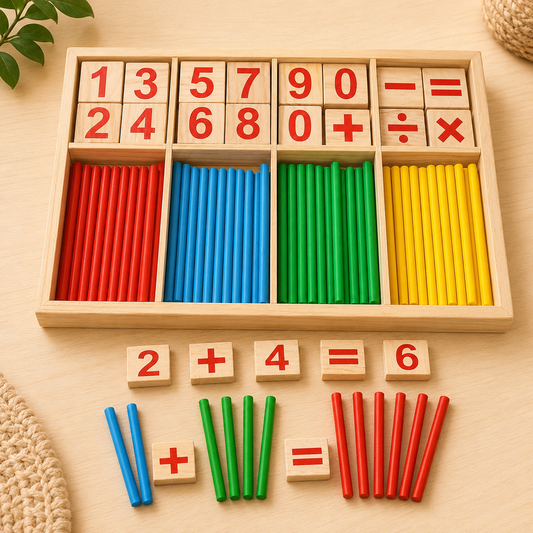 Montessori Wooden Counting Sticks & Math Blocks Set – Early Learning Maths Toy for Kids