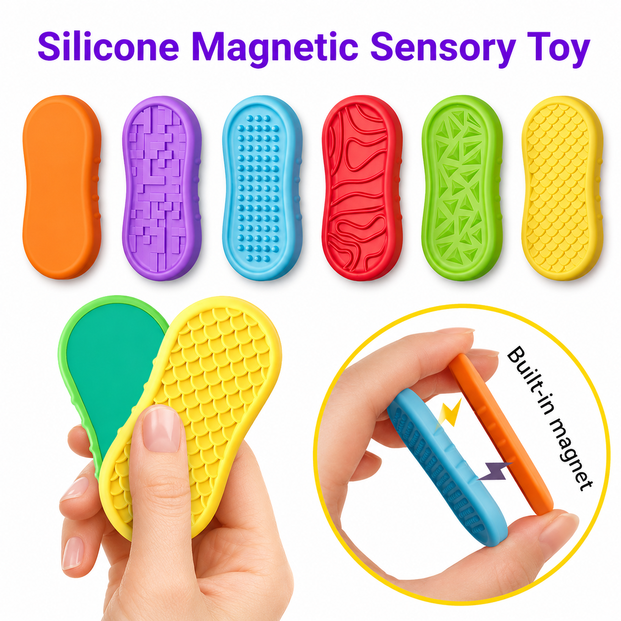 Chenxi Sensory Magnet Toy 6 Pack – Magnetic Silicone Stress Relief Fidget Toys