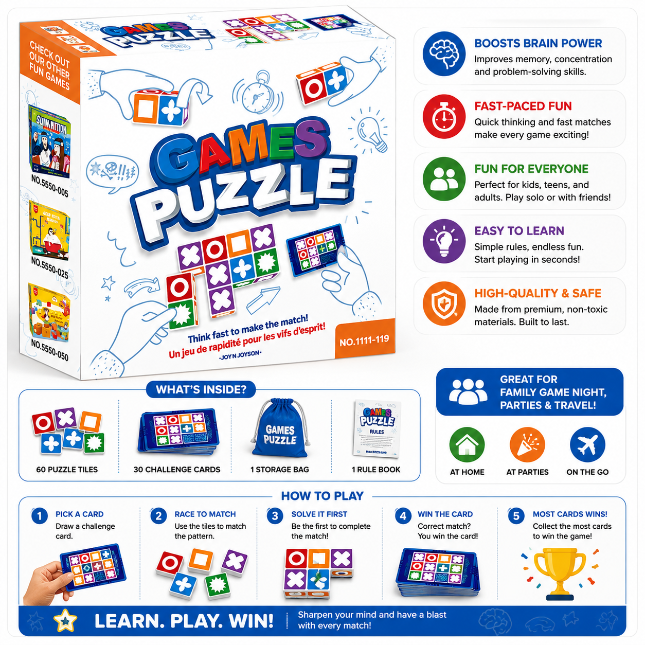 Logic Thinking Matching Puzzle Game – Fast-Paced Educational Brain Teaser for Kids & Family