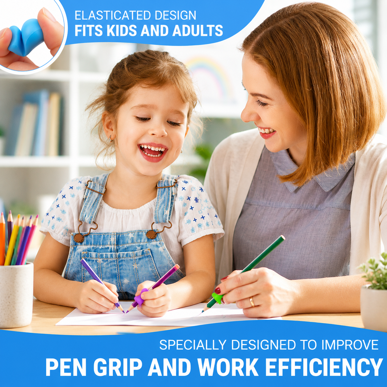 12-Pack Silicone Pencil Grips for Kids