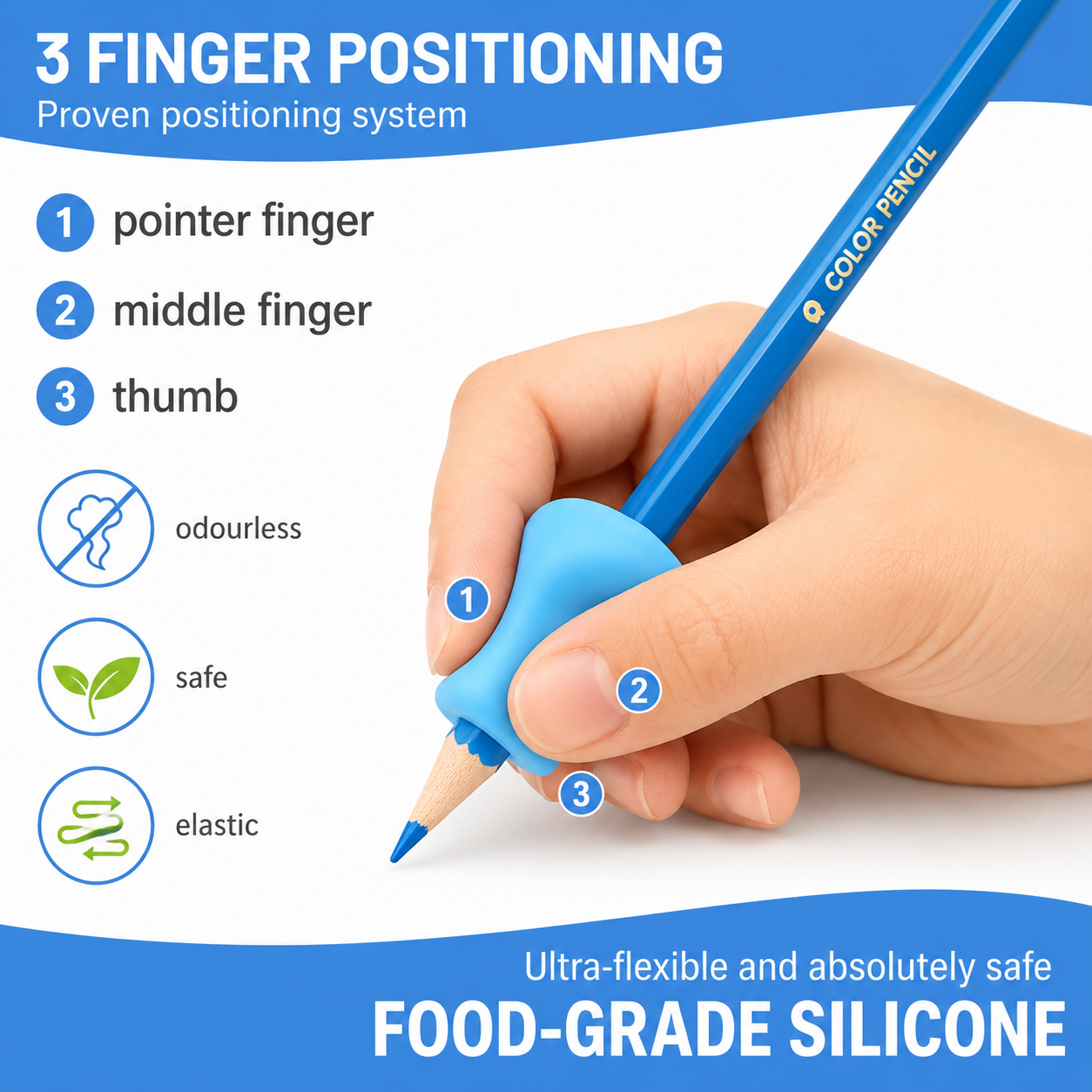 12-Pack Silicone Pencil Grips for Kids
