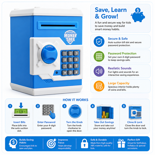 Kids Electronic Password Piggy Bank ATM Money Safe Toy