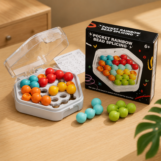 Pocket Rainbow Bead Splicing Puzzle – Portable Educational Logic Game & Brain Teaser for Kids
