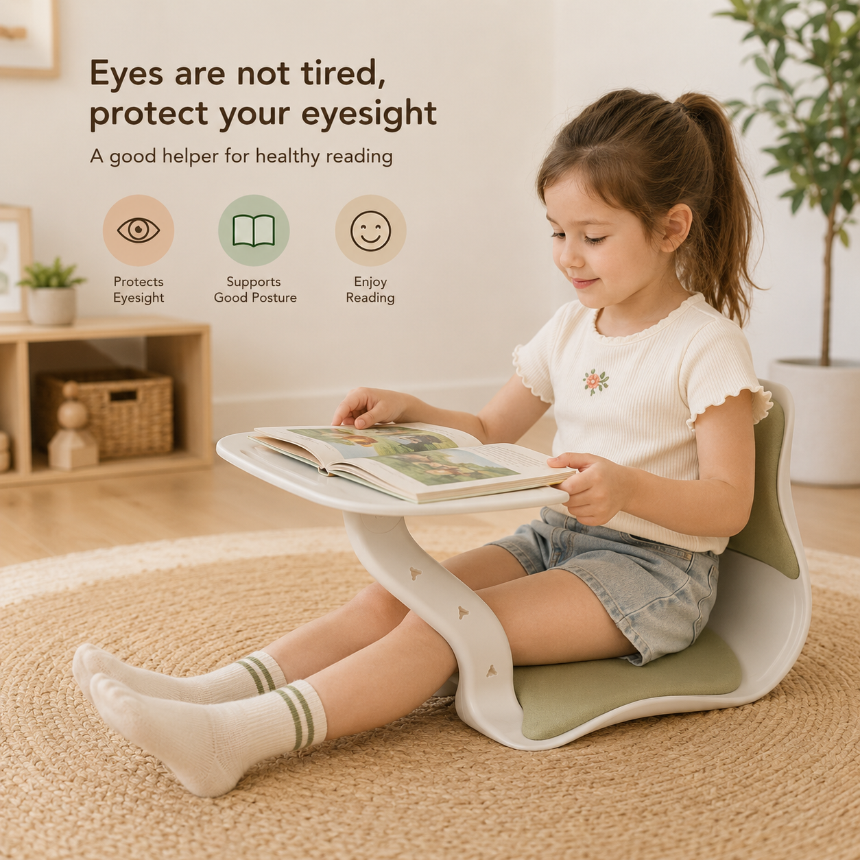Kids Ergonomic Floor Study Chair & Learning Desk – Adjustable Reading and Writing Station