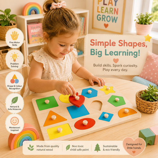 Montessori Geometric Shape Puzzle Board for Kids