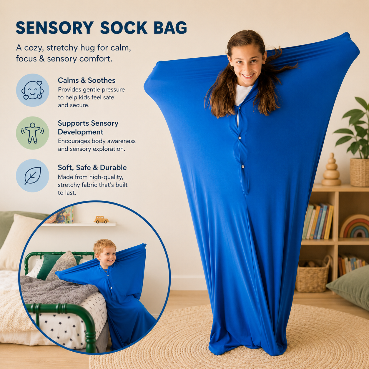 Kids Sensory Body Sock – Stretch Resistance Sensory Play Sack
