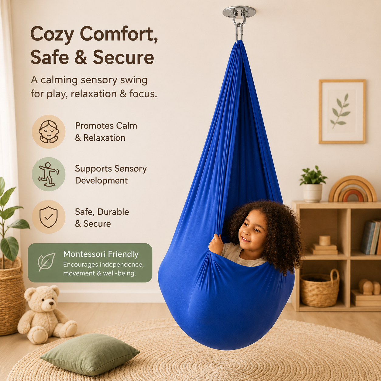 Kids Sensory Cocoon Swing – Indoor & Outdoor Hanging Hammock Chair