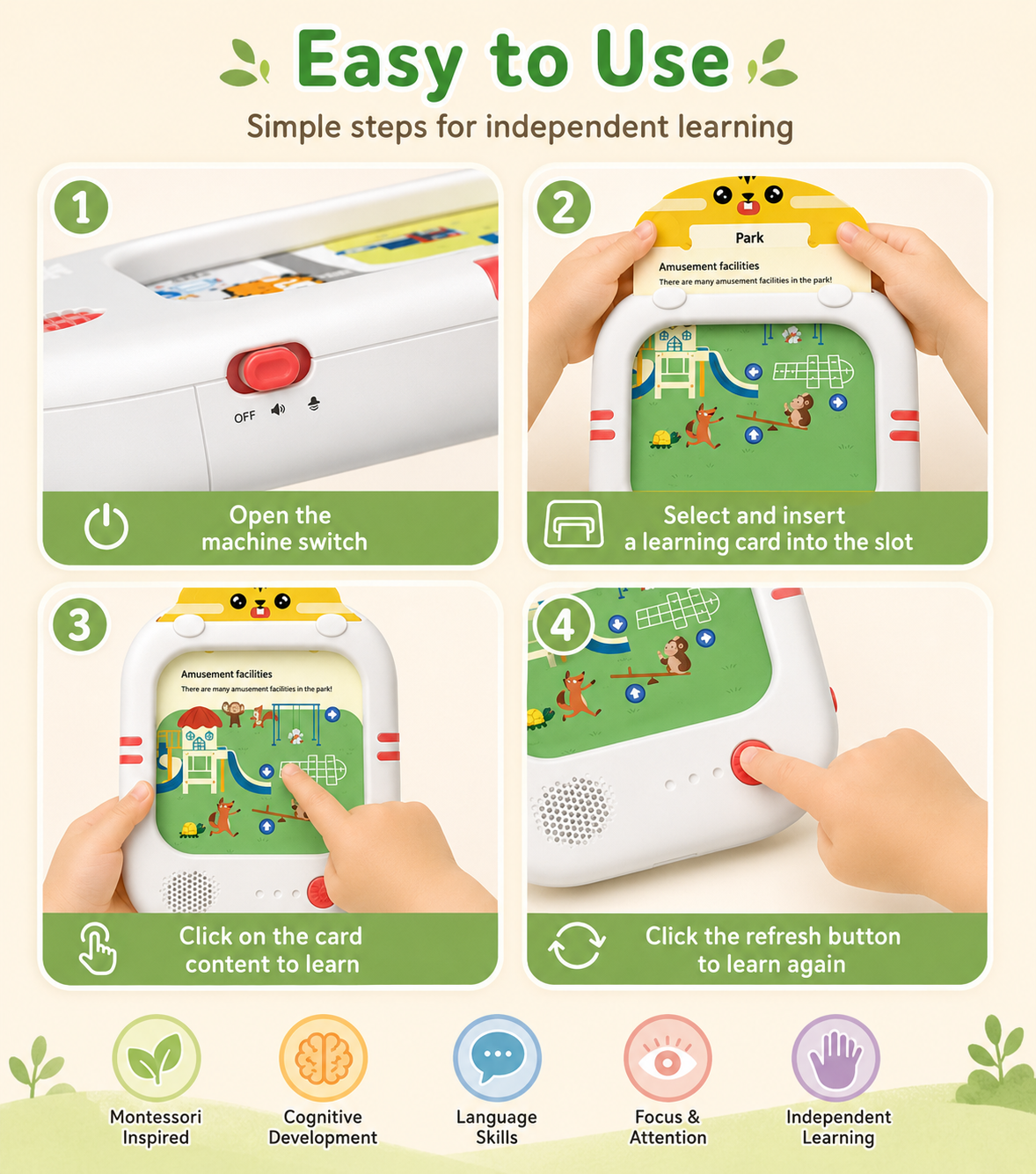 Interactive Learning Tablet for Kids with 40+ Flash Cards & Voice Learning Games