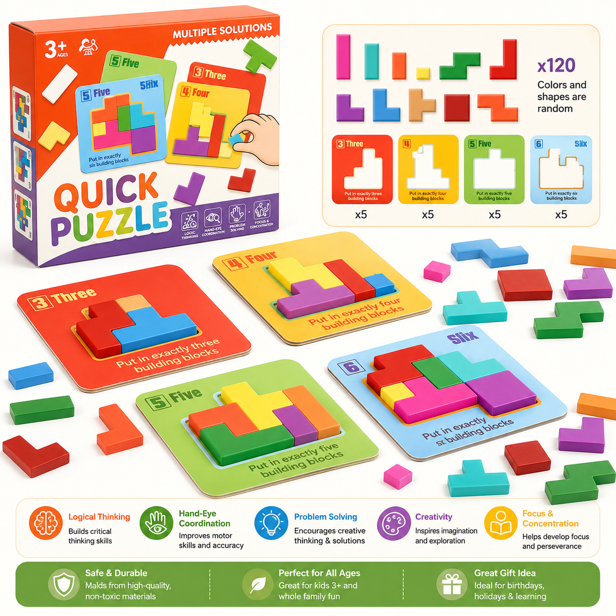 Tetris Puzzle Building Blocks STEM Brain Game for Kids