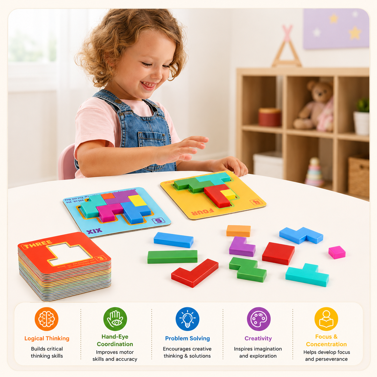 Tetris Puzzle Building Blocks STEM Brain Game for Kids