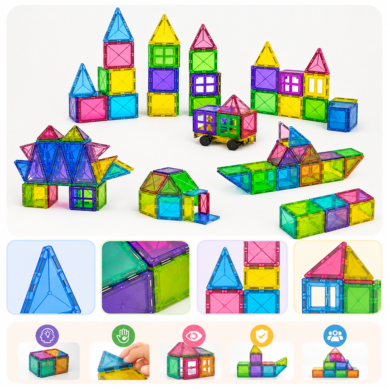 Keezi 120PCS Magnetic Tiles STEM Building Set for Kids